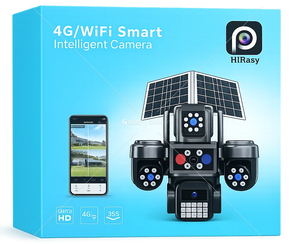 4 KAMERALI 4G SİMKART ÖZELLİKLİ ÇİFT PANELLİ ÇAKARLI KAMERA