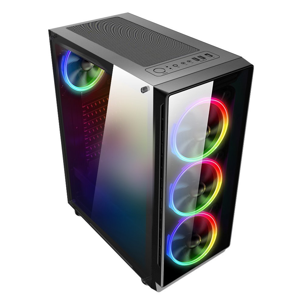 Gaming 400w Psu 4xRainbow Fan 1x3.0 Usb Mid Tower Oyuncu Bilgisayar Kasası BD9917496