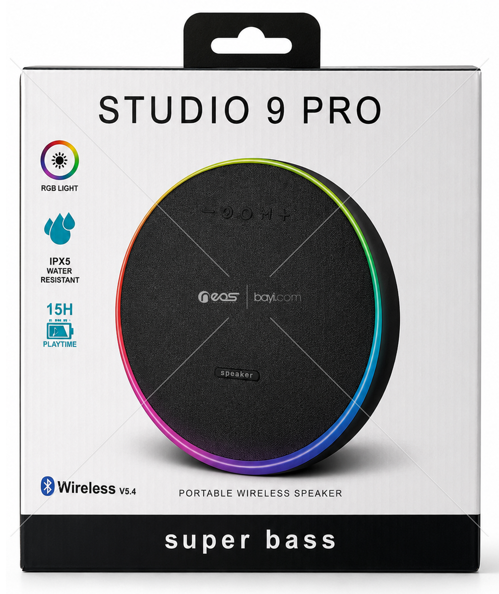 Kablosuz RGB Işıklı • 15 Saat Çalma Süresi • Bluetooth 5.4 • Güçlü Super Bass • Taşınabilir Kablosuz Hoparlör