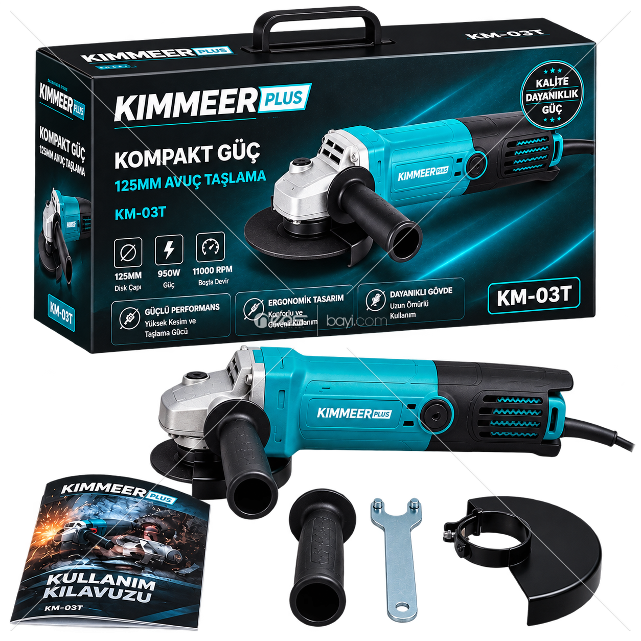 KM-03T 950W 125MM Profesyonel Avuç Taşlama Makinesi