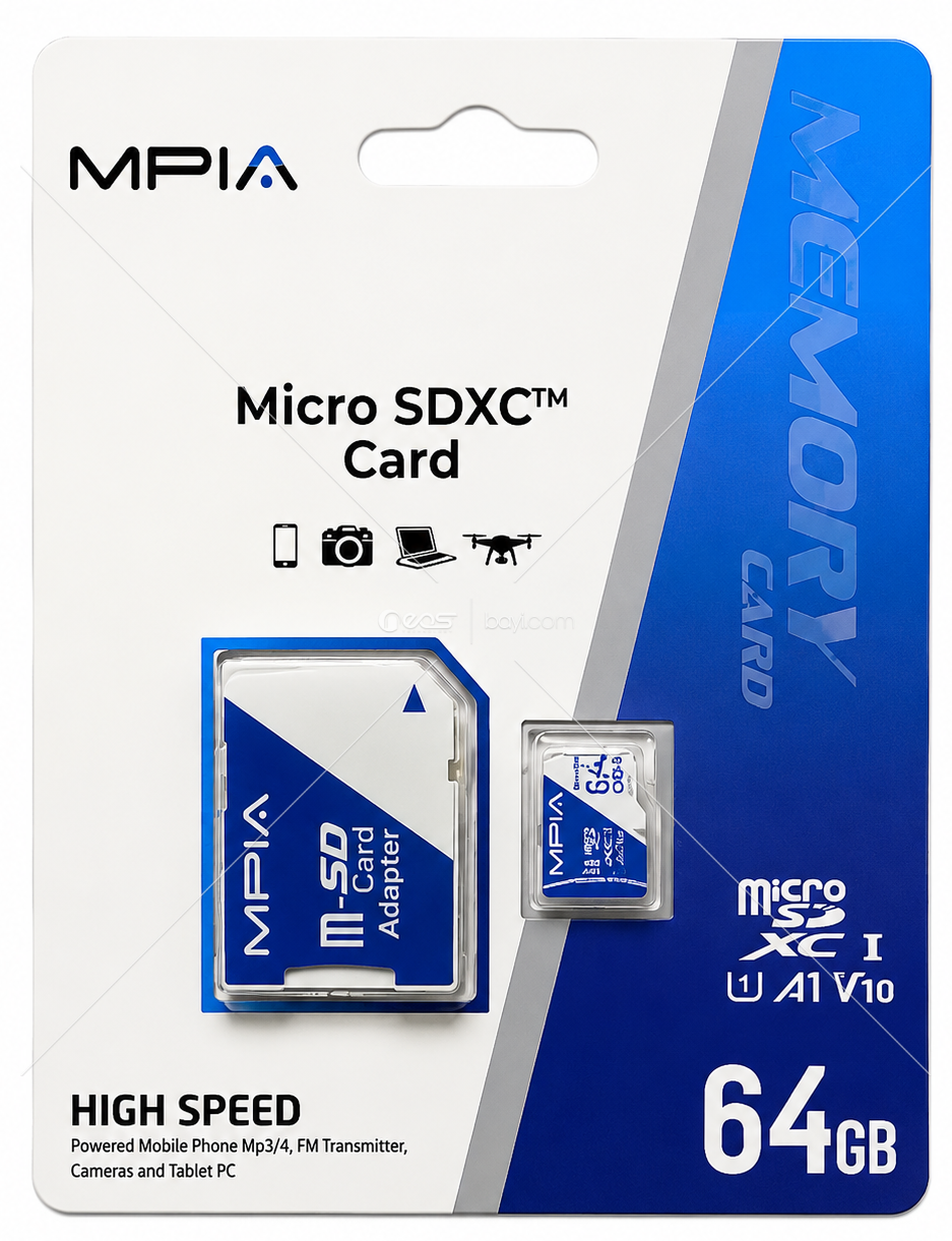 MPIA 64GB microSDXC Hafıza Kartı U1 A1 V10 Yüksek Hızlı SD Adaptörlü