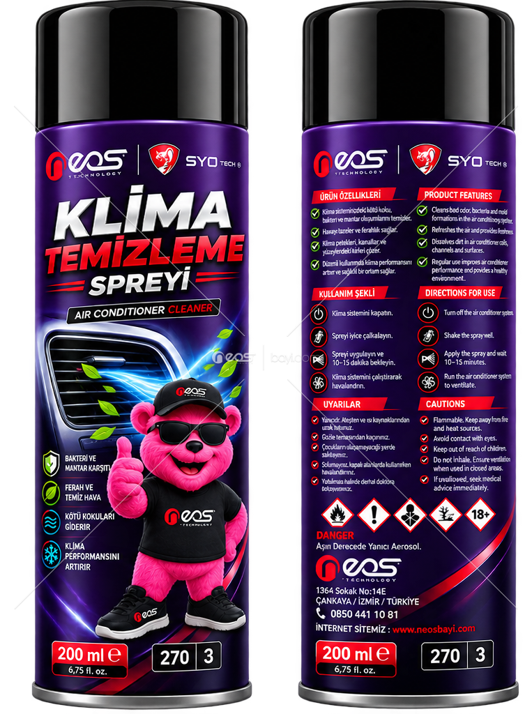 Klima Temizleme Spreyi 200 ML – Kötü Koku, Bakteri ve Mantar Karşıtı – Ferah ve Temiz Hava