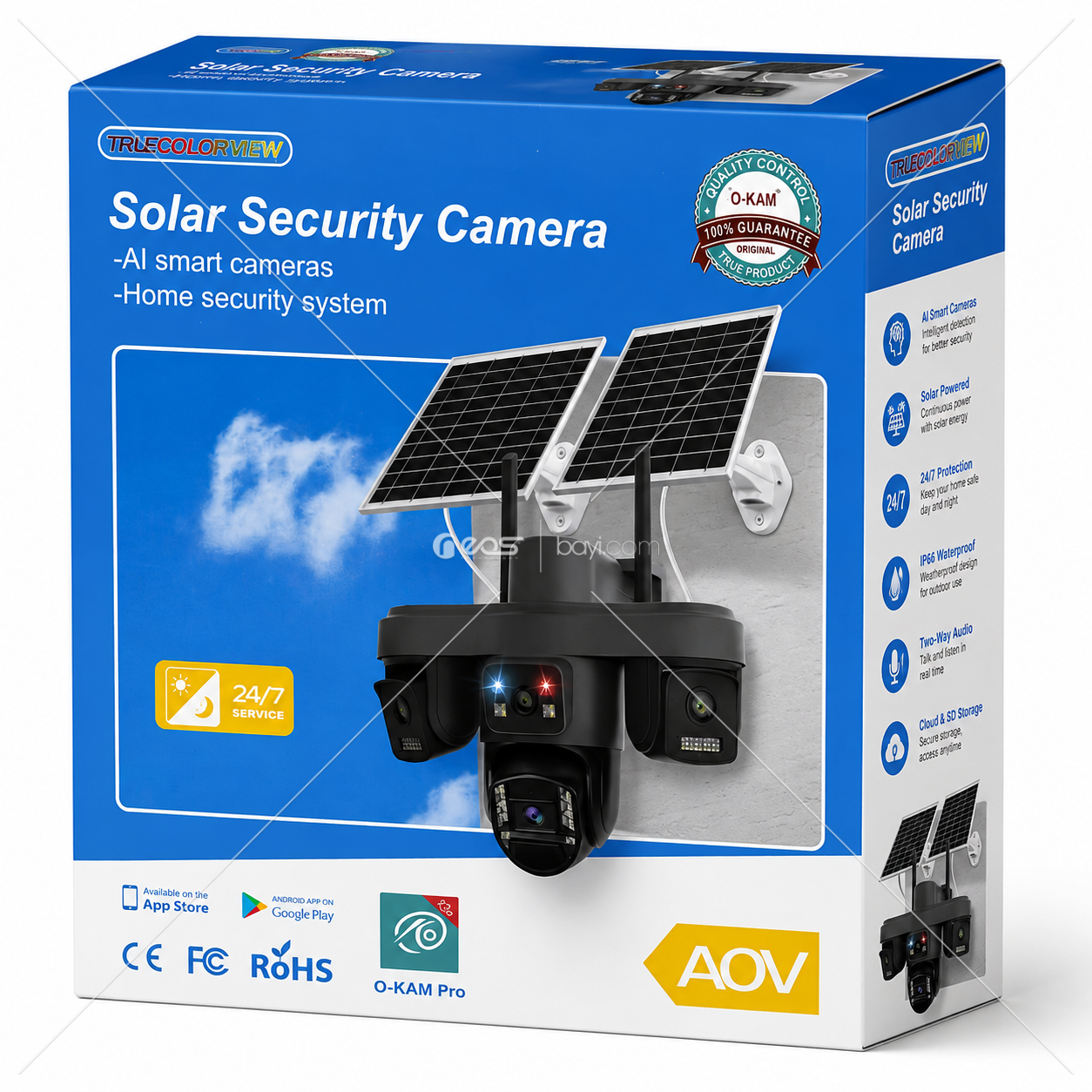OK-335 Solar Sentinel X4 4G Akıllı Güvenlik Kamerası - 360° Döner, Gece Görüşlü, Çift Güneş Panelli, Uzaktan İzleme