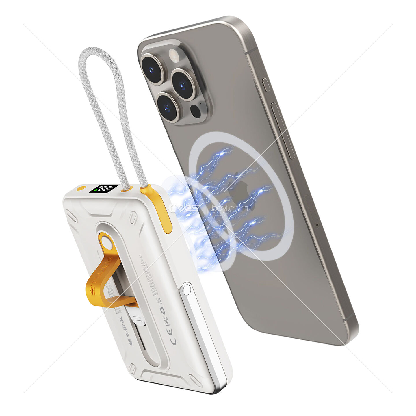 S-link MG320 10000mAh PD20W Magsafe 15W Kablosuz Type-C Beyaz Taşınabilir Metal Şarj Cihazı Powerbank