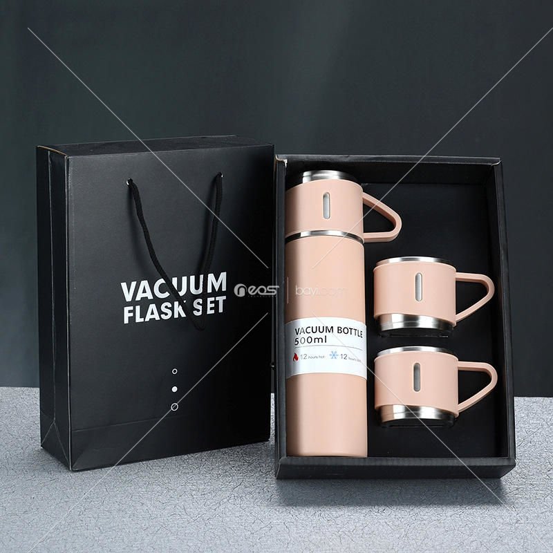 TERMUS 500ML Isı Yalıtımlı Su Şişesi Çoklu Renkler Çift Duvarlı Paslanmaz Çelik Vakumlu Matara Setleri PEMBE